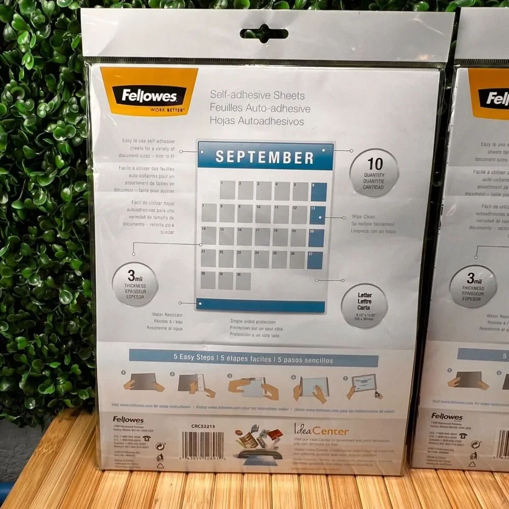 New LOT of 2 Fellowes Self-Adhesive 3 mil Laminating Sheets 9